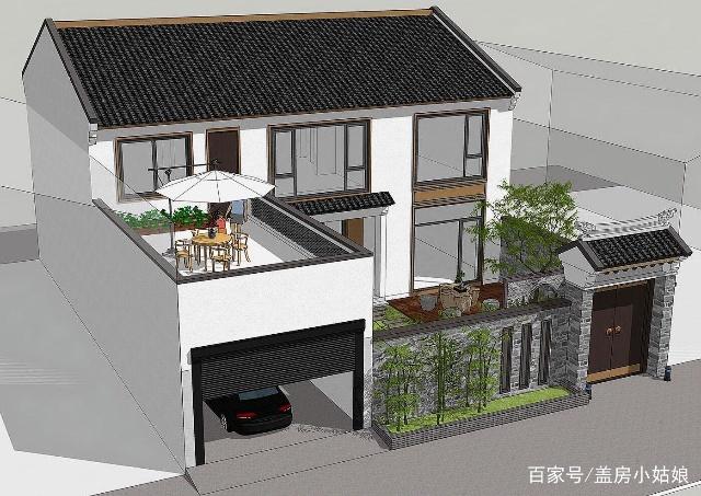 別墅設計:新中式別墅的標準樣式,庭院車庫休閑場所全都有